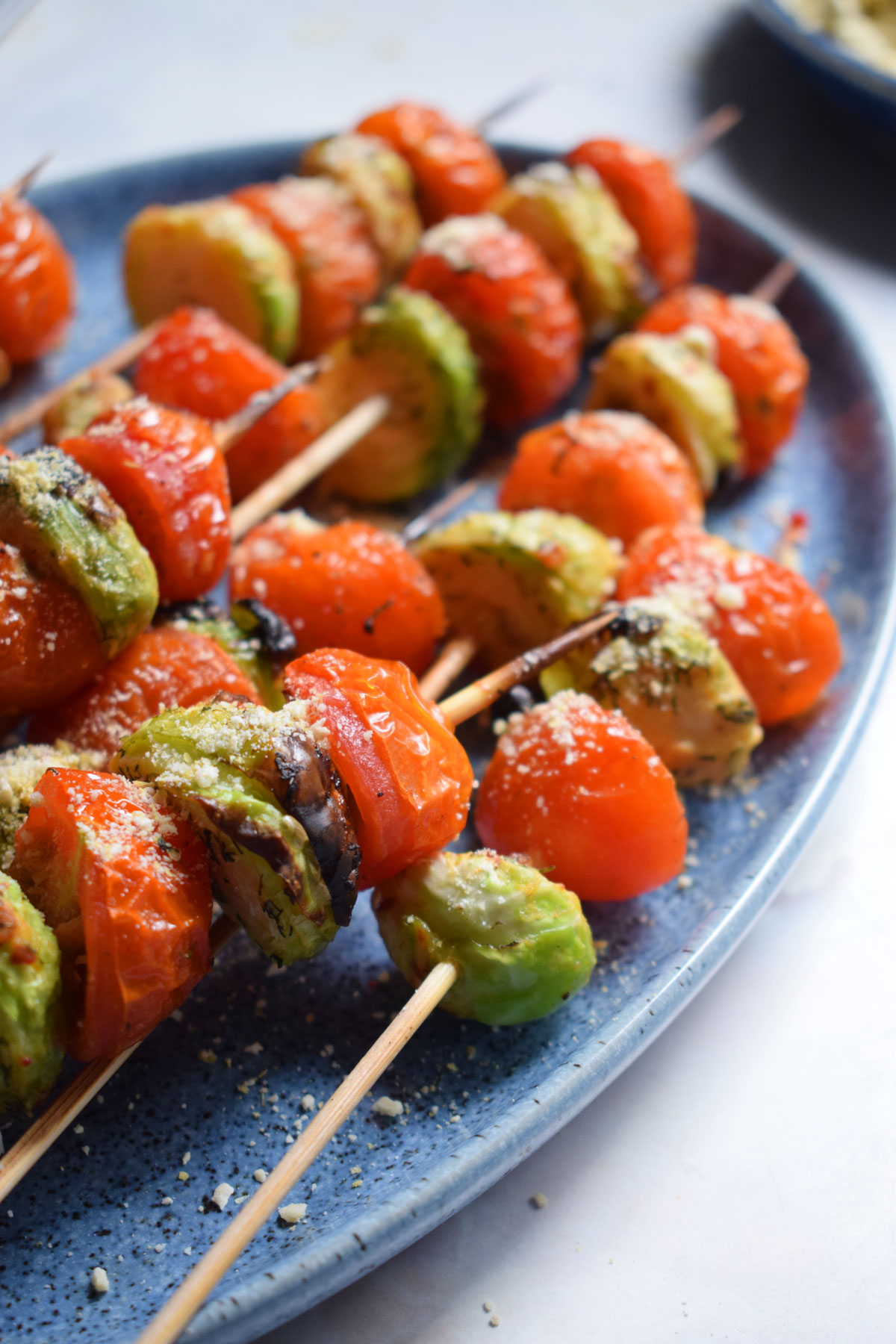 Grilled Brussel Sprout Skewers with Vegan Parmesan ‘Cheese’ Let's Eat